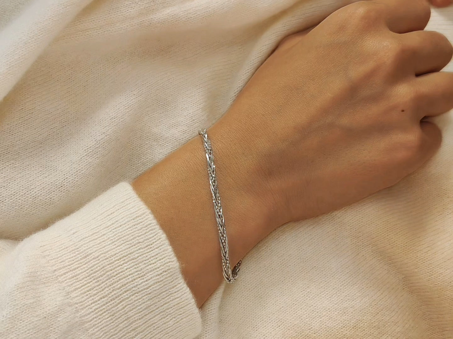 Octagon Snake with Flash Beads Six-Strand Bracelet