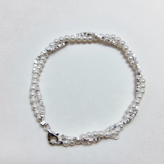 Pearl and Sterling Silver Charm Bracelet