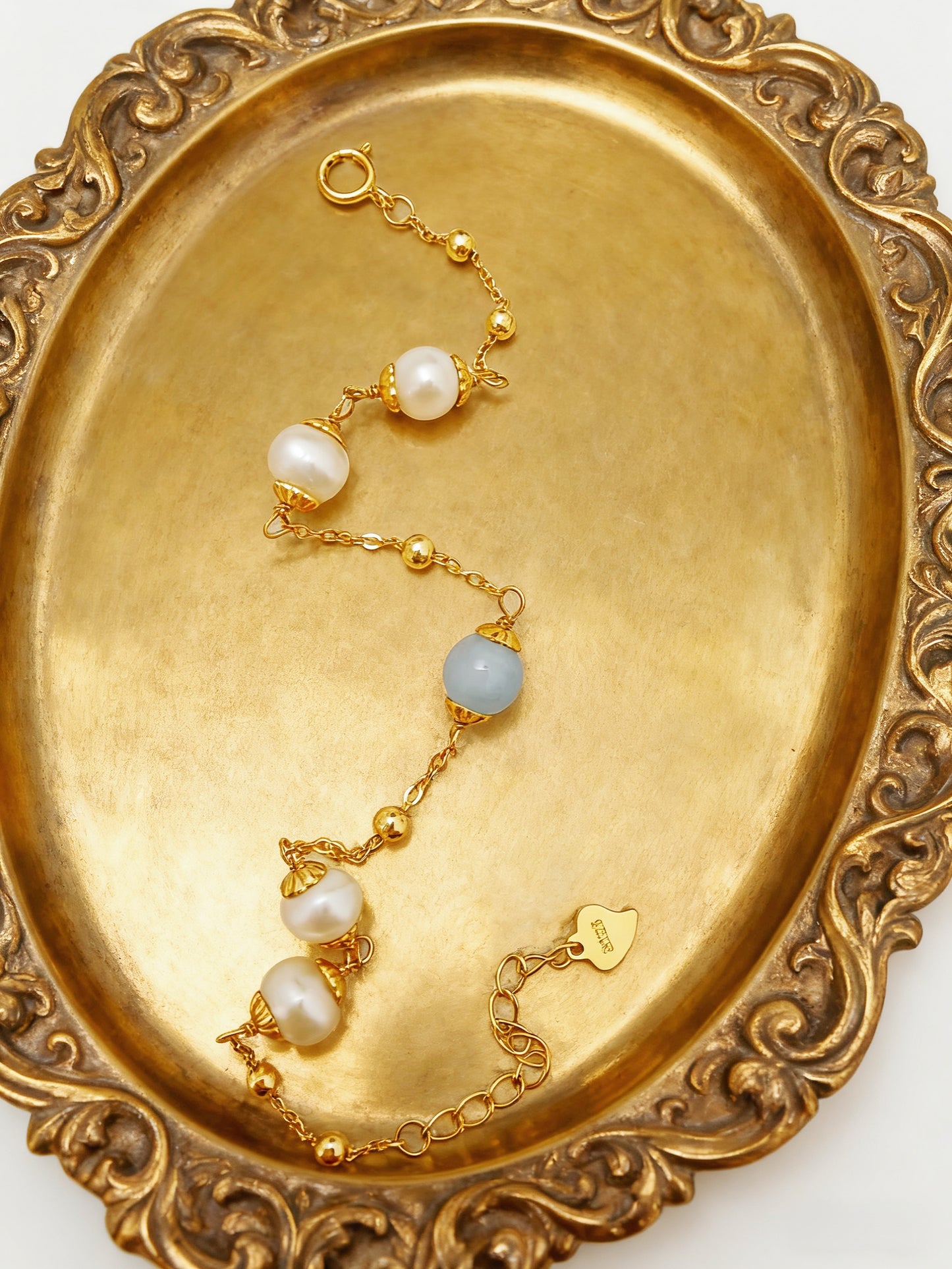 Dusty Blue Pearl Set (Bracelet & Necklace)