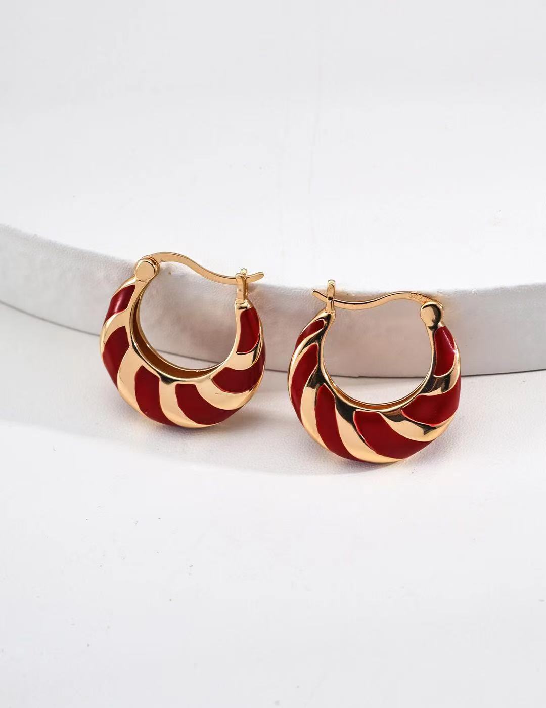Minimalist Red Drip Glaze Earrings