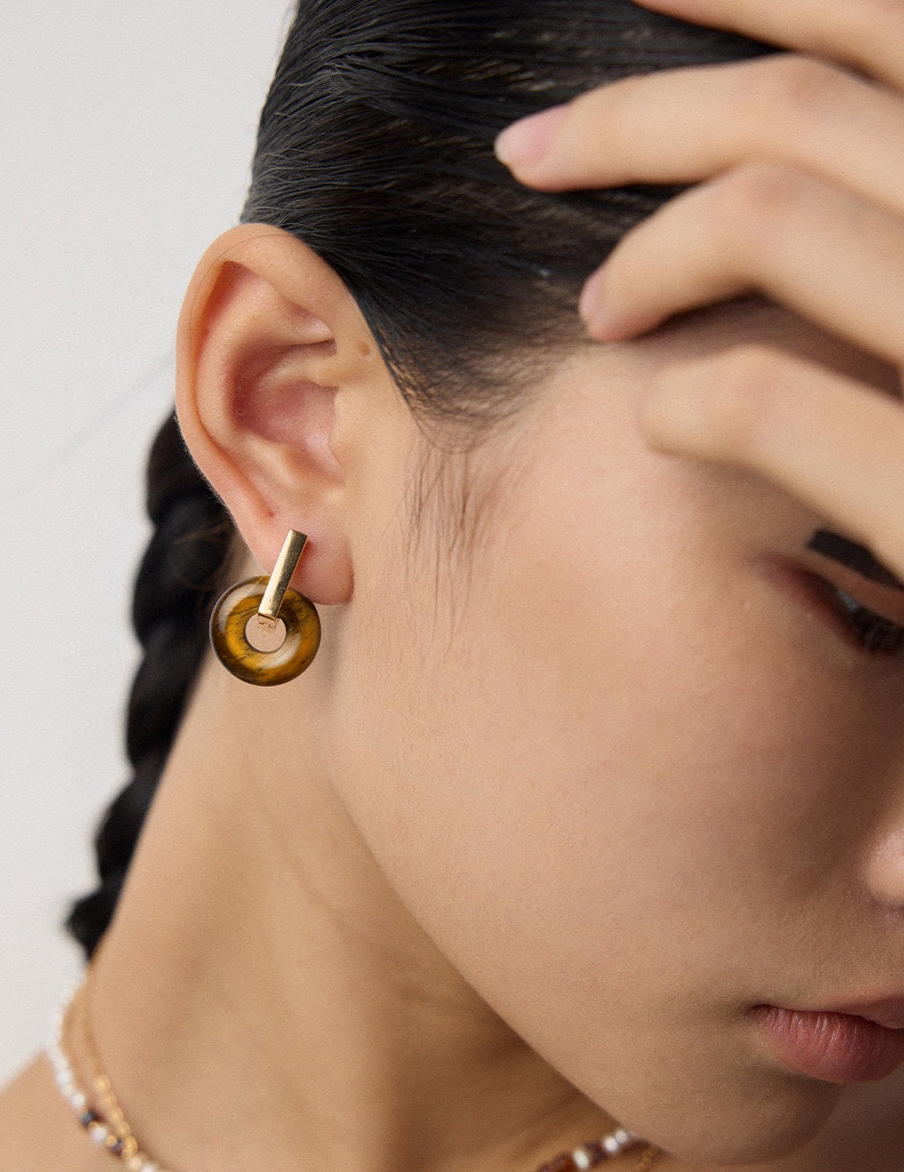 Natural Tiger's Eye Gemstone Earrings