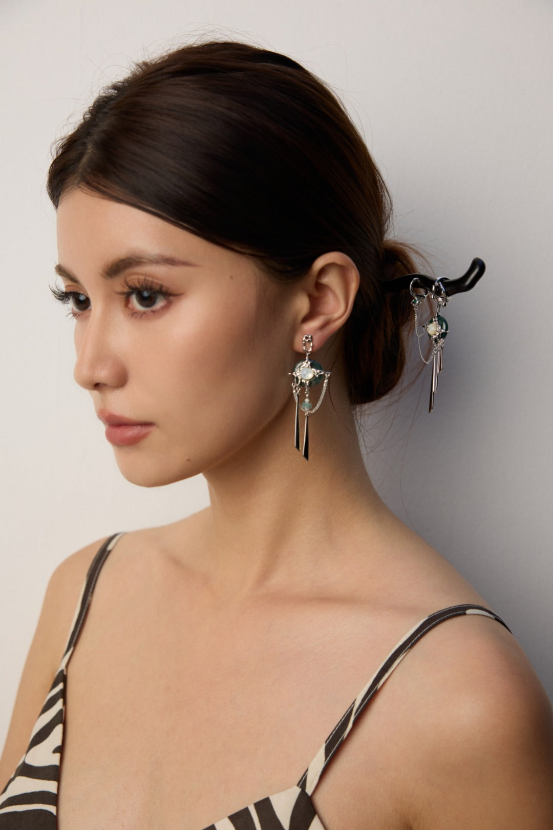 Traditional Chinese Water Grass Agate "Ping An Kou" Earrings