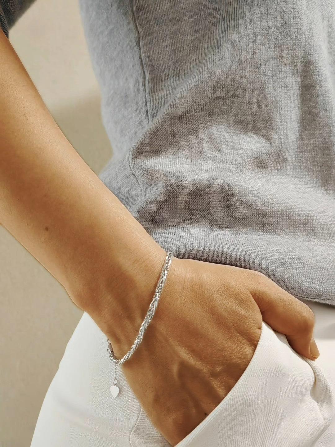 Octagon Snake with Flash Beads Six-Strand Bracelet