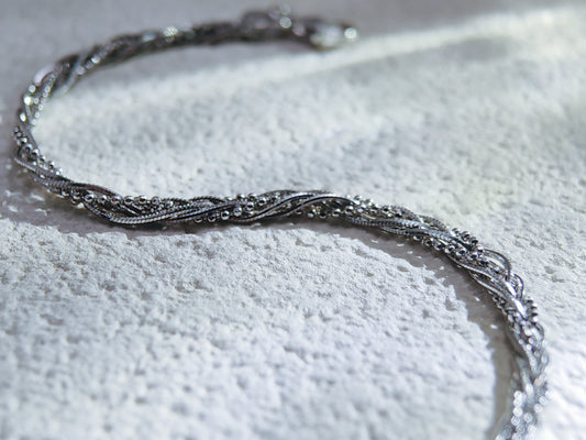 Octagon Snake with Flash Beads Six-Strand Bracelet