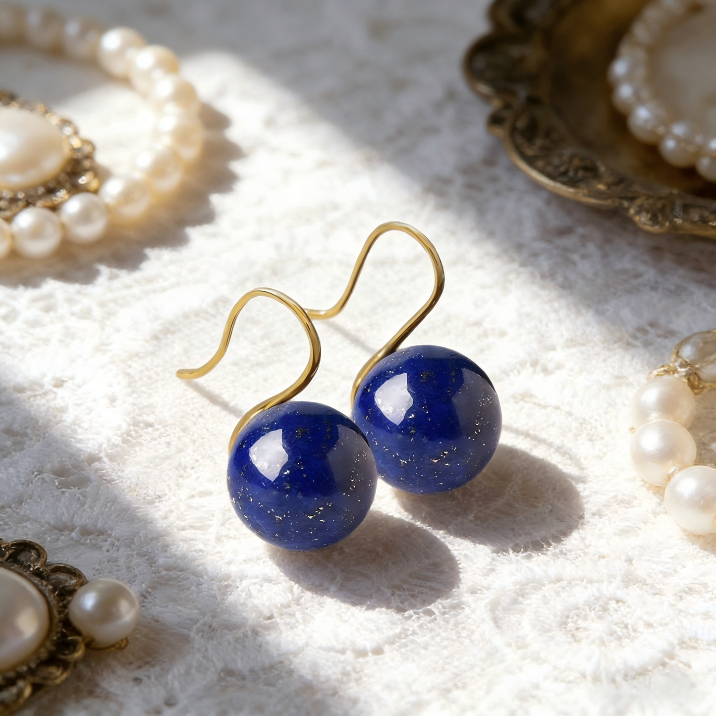 Lapis Lazuli Ball Earrings