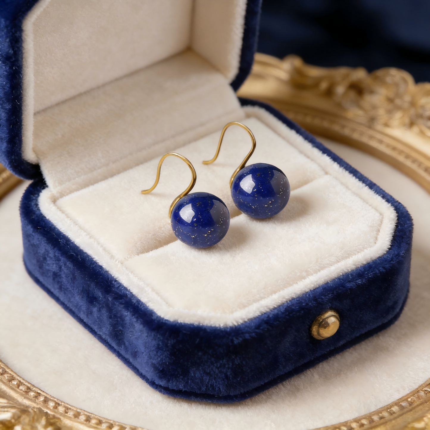 Lapis Lazuli Ball Earrings