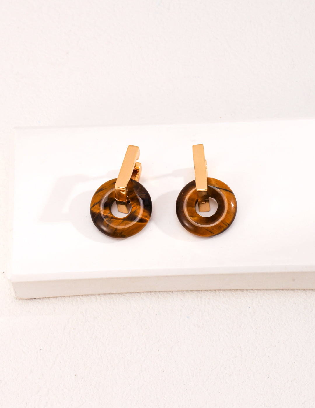 Natural Tiger's Eye Gemstone Earrings