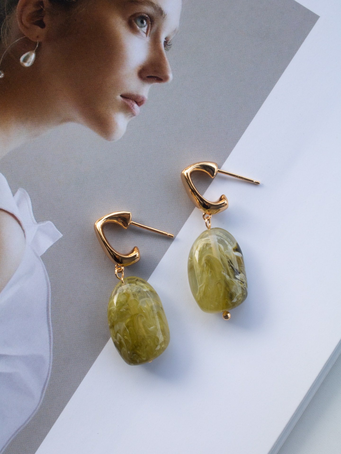 Modern Green Resin Earrings