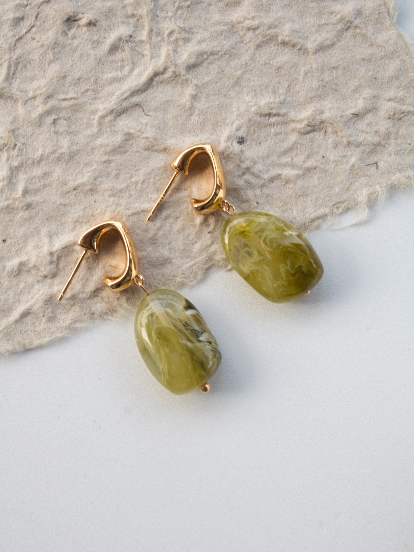 Modern Green Resin Earrings